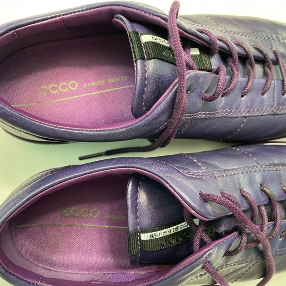 Ecco Shoes Womens 6.5 EU 37 Purple Leather Lace Up Sneaker - Picture 12 of 13